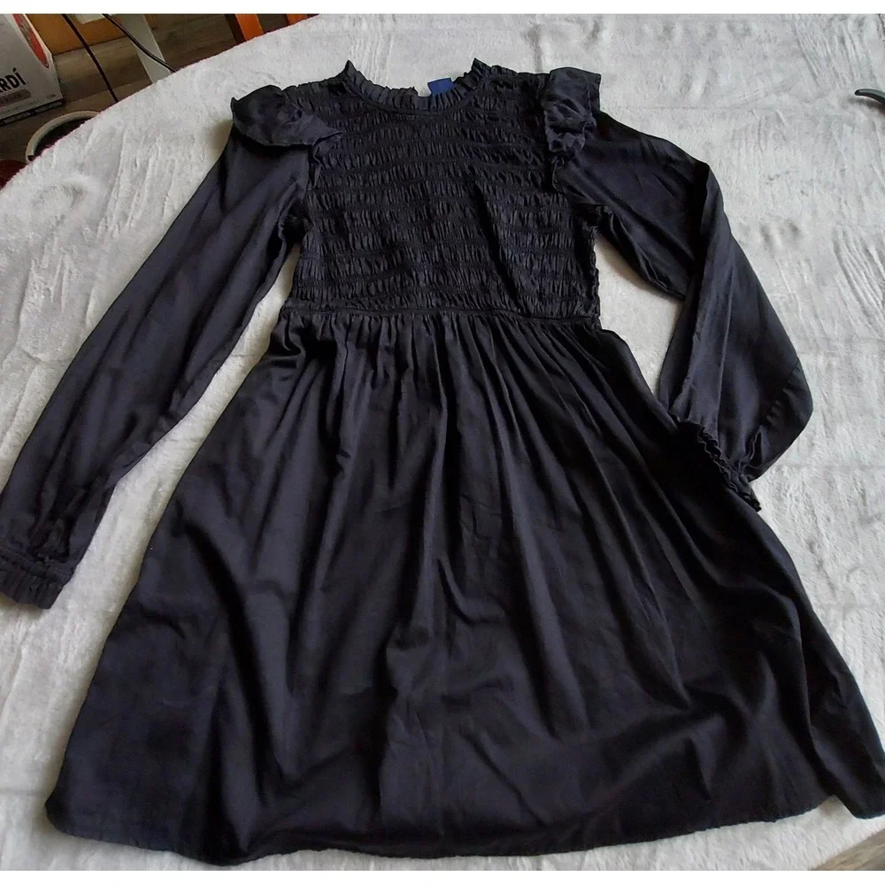 GAP Womens Dress S Smocked Ruffle Gothic Witchy Vampy Grunge Goth Cottagecore - Picture 3 of 14